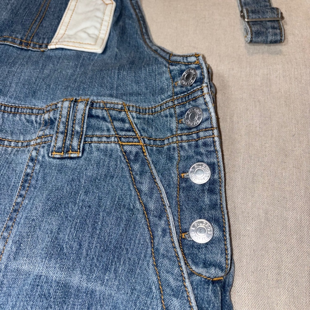 Pilcro Patchwork Denim Overalls Blue Straight Leg… - image 5